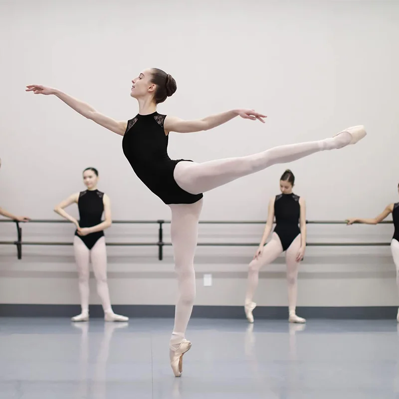 Women's Mock Neck Lace Ballet Dance Leotard for Adult Gymnastics Tank Tops with Water-drop Back and Soft Lining Dance Leotards