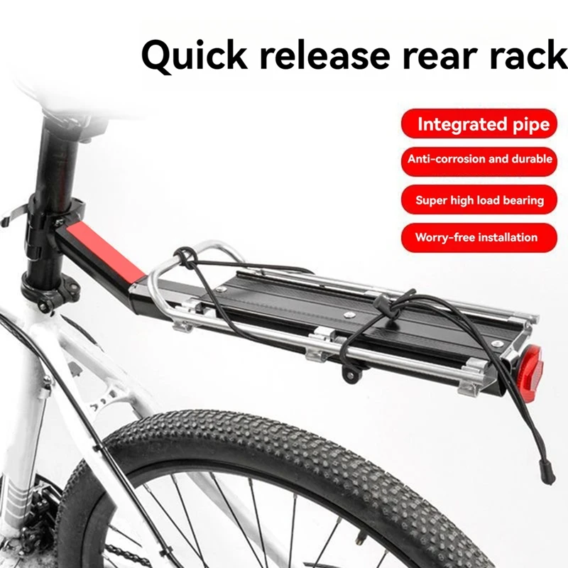 Bicycle Carrier Rack  Bicycle Post Rear Shelf Mountain Road  Bike Rear Mount Tail Aluminum Alloy Bag Support Black