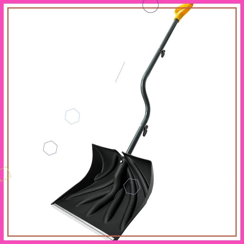 

17-Inch Wide Ergonomic Snow Shovel Heavy Duty Winter Tool 57” Long Bent Handle Aluminum Edge Sharp Blade for Driveway Car Garage