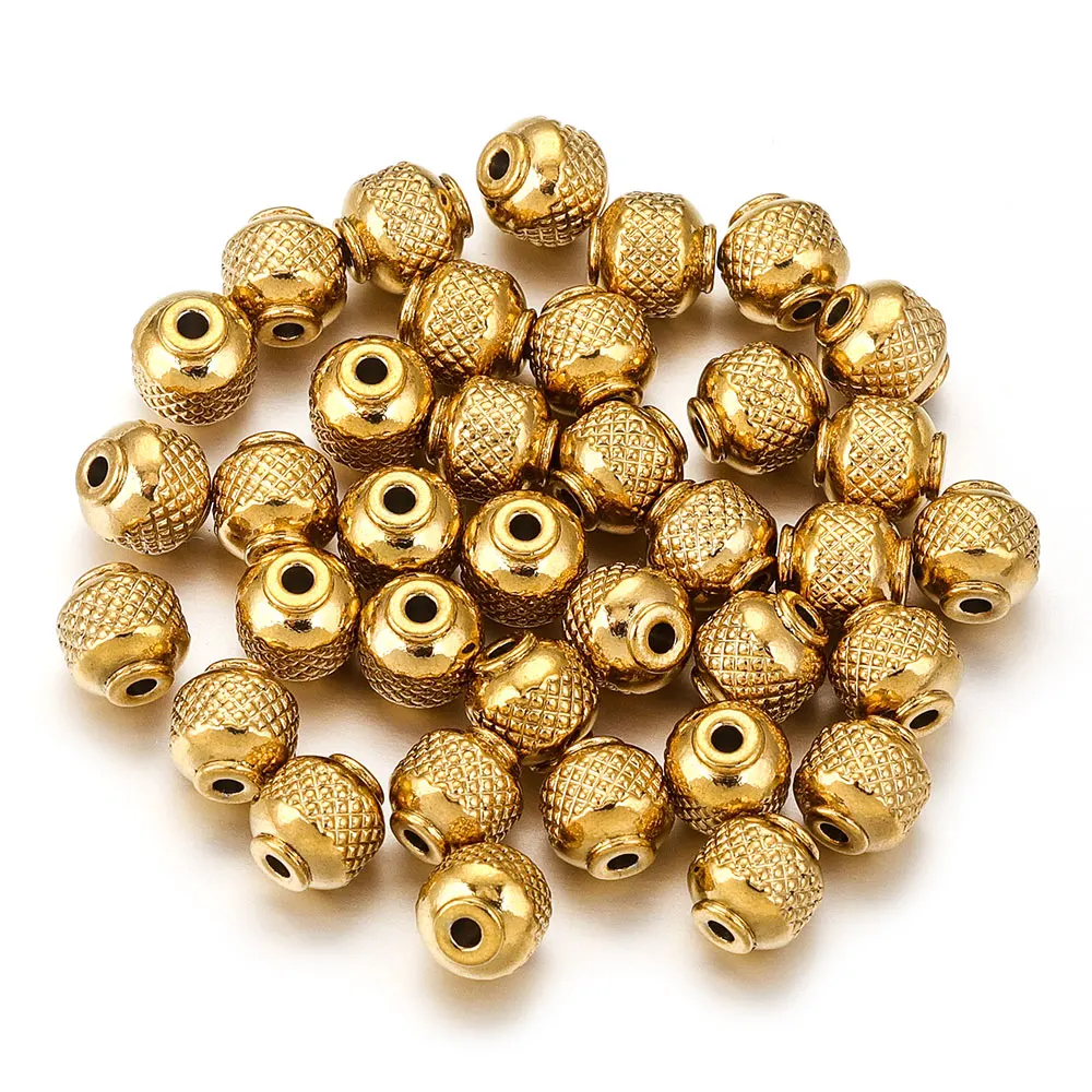 20pcs/lot Stainless Steel Beads Gold Plated Loose Spacer for DIY Handmade Bracelet Necklace Jewelry Making Materials Wholesale