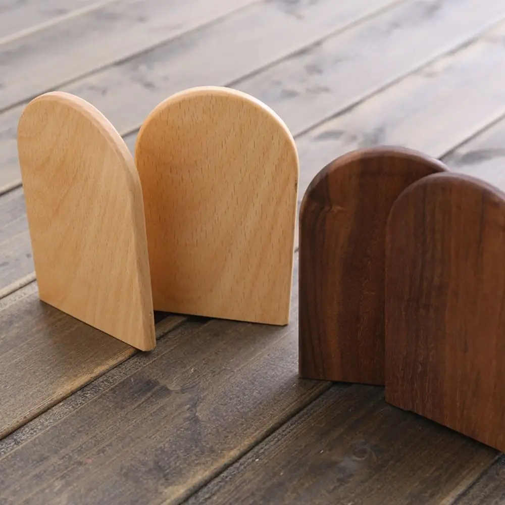 Display Holder Nature Wooden Bookends Desk Organizer INS Desktop Bookshelf Beech Walnut Simple Book Support Rack Desk Storage