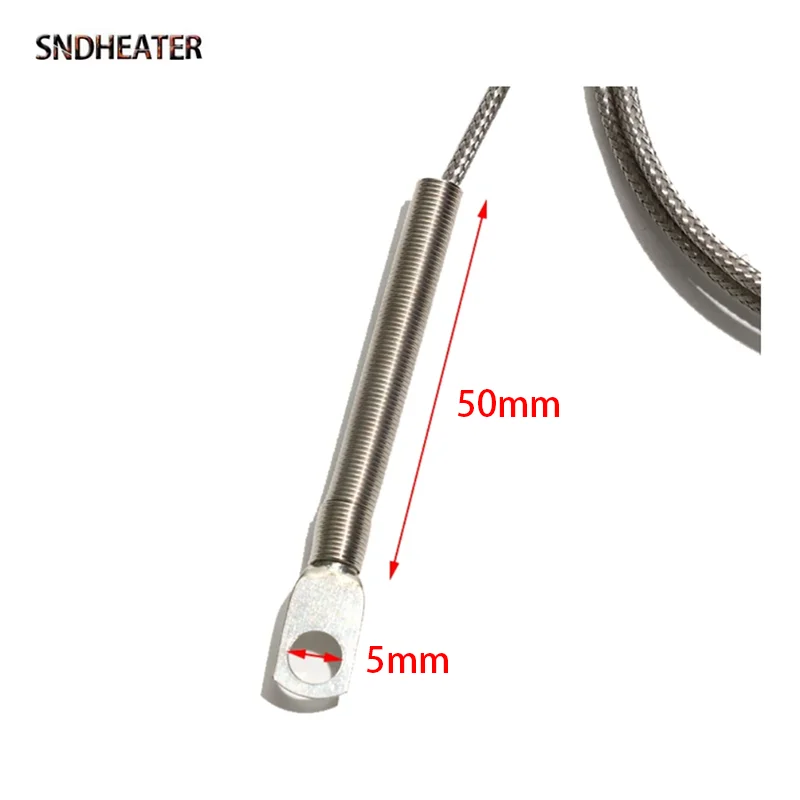 SNDHEATER PT100 Тип K E Высокотемпературный датчик термопары 1 м 2 м 3 м 4 м 5 м провод 50 мм Пружинный гибкий зонд Отверстие 5 мм