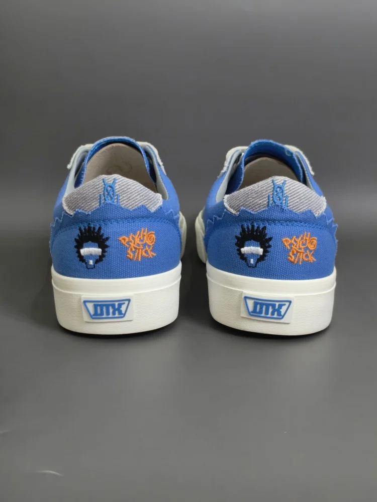 Light‑blue Low‑top Skate Shoes, Dopamine Limited‑edition Heel Embroidery Retro Casual Sneakers, Unisex Couple Fashion Footwear