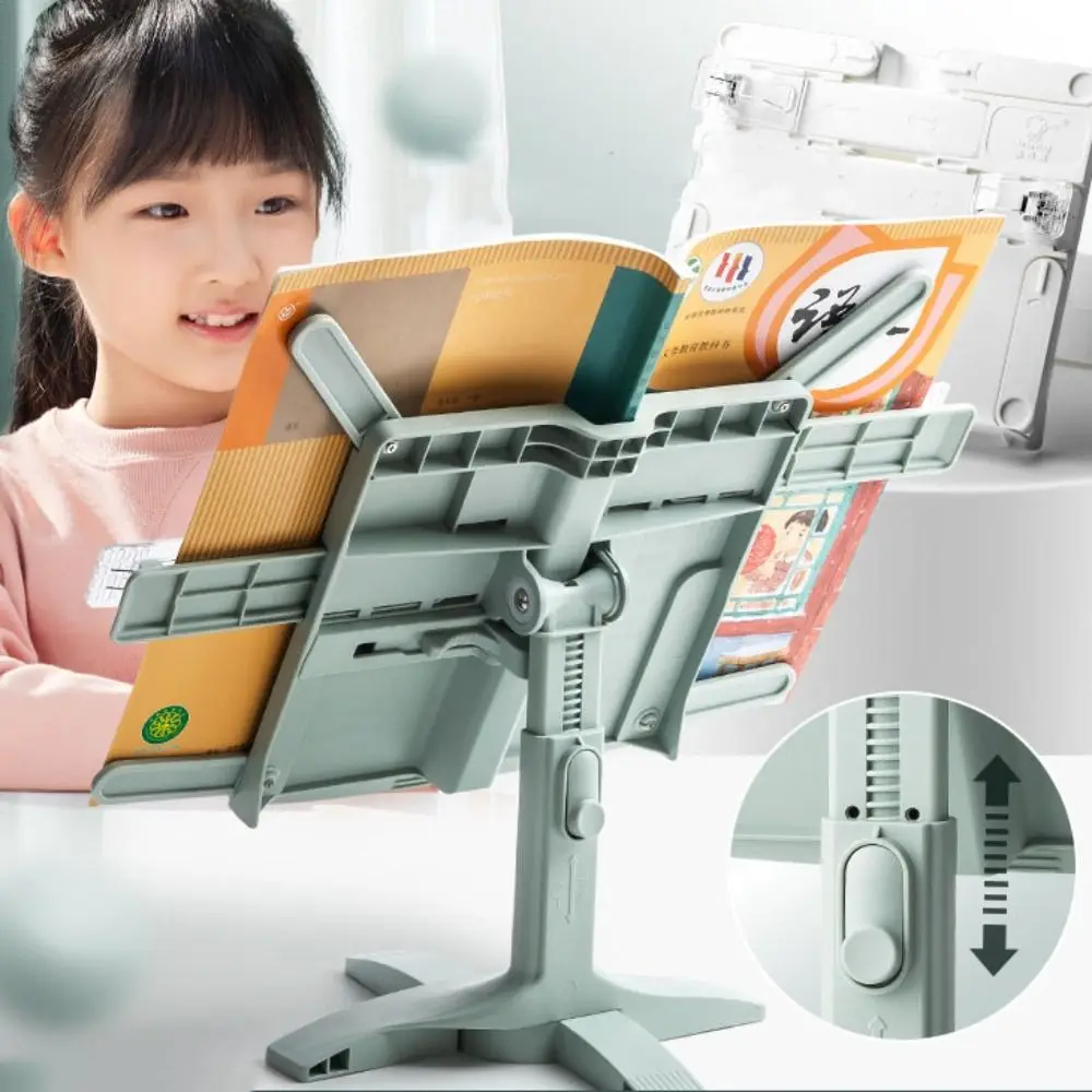 

Adjustable Angle Lifting Landing Book Stand with Clip Anti-slip Mat Reading Bookshelf Plastic Extendable Book Holder Office