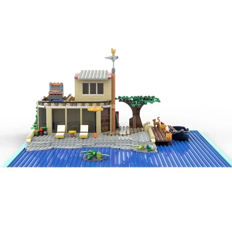 City Street View Model Building Blocks, MOC Bricks, The Cozy Lake House Tecnologia, Brinquedos Modulares, Presentes de Natal, Conjuntos DIY, Montagem