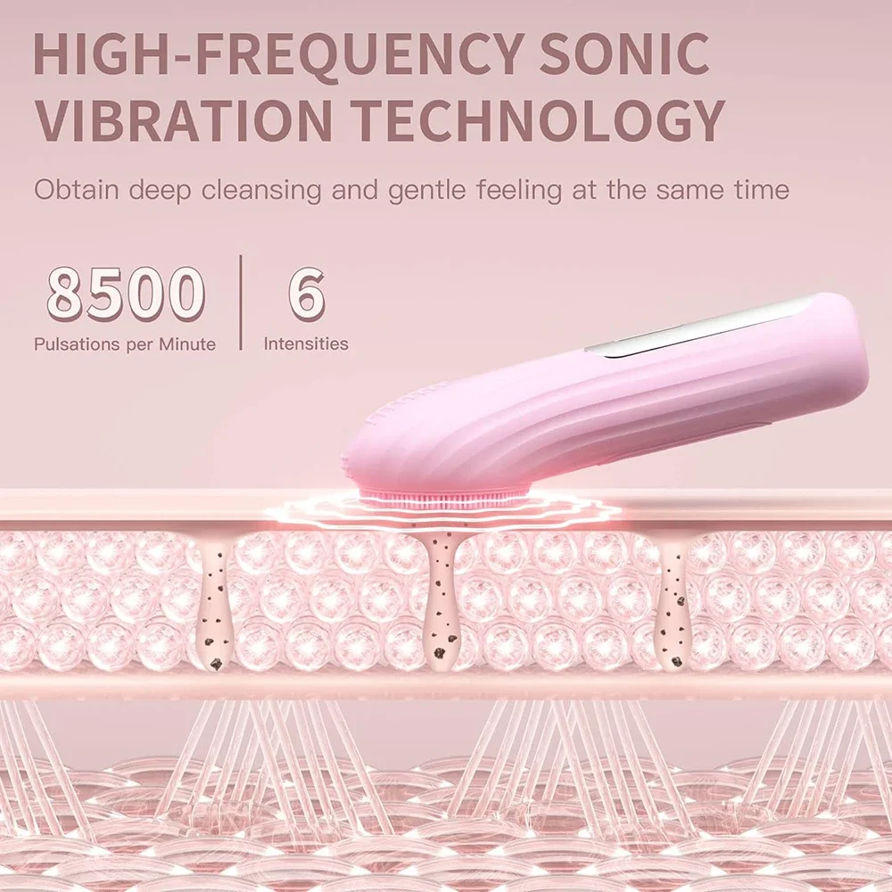 Sonic Facial Cleansing Brush Waterproof Electric Facial Cleaner Deep Cleaning Exfoliating Vibrating Rechargeable Face Cleanser