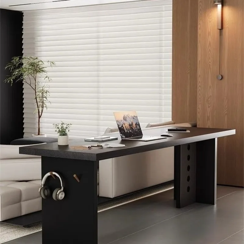 

Solid wood sofa back long desk and chair combination home living room horizontal hall modern simplicity