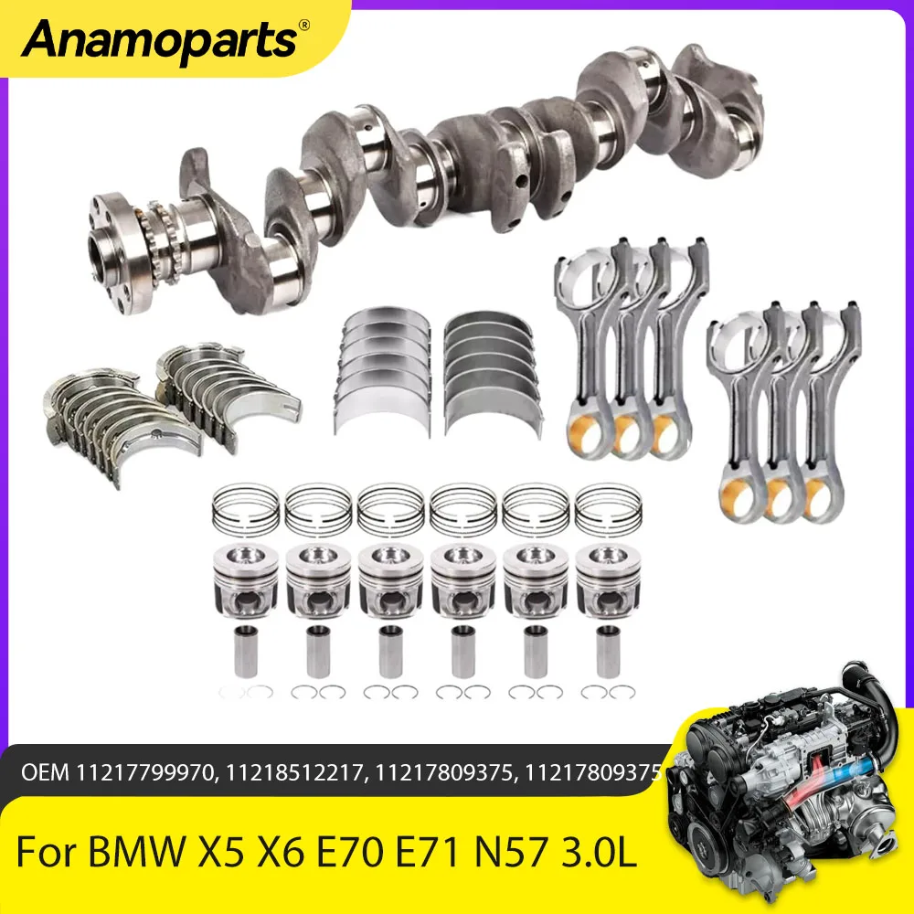

Engine Crankshaft Con Rod Bearing Piston Fit 3.0L V6 Diesel N57 For BMW F01 F10 F30 X5 X6 730d 740d 530d 540d 330d 3.0L N57D30
