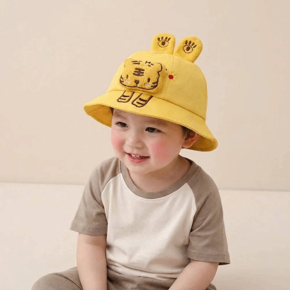 

Korean Style Baby Bucket Hat Cartoon Animal UV Protection Children Sun Hat Bucket Hat Sun Protection Kids Sunshade Cap