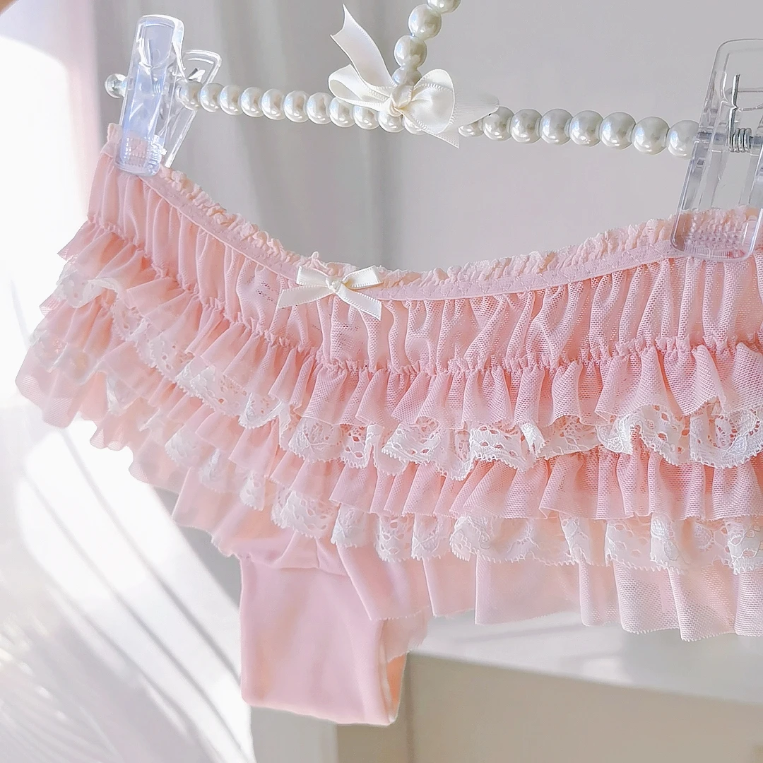 Cake Edge Lolita Japanese Sweet Lace Underwear Female Cute Girl Sexy Fashion High Split Triangle Pants