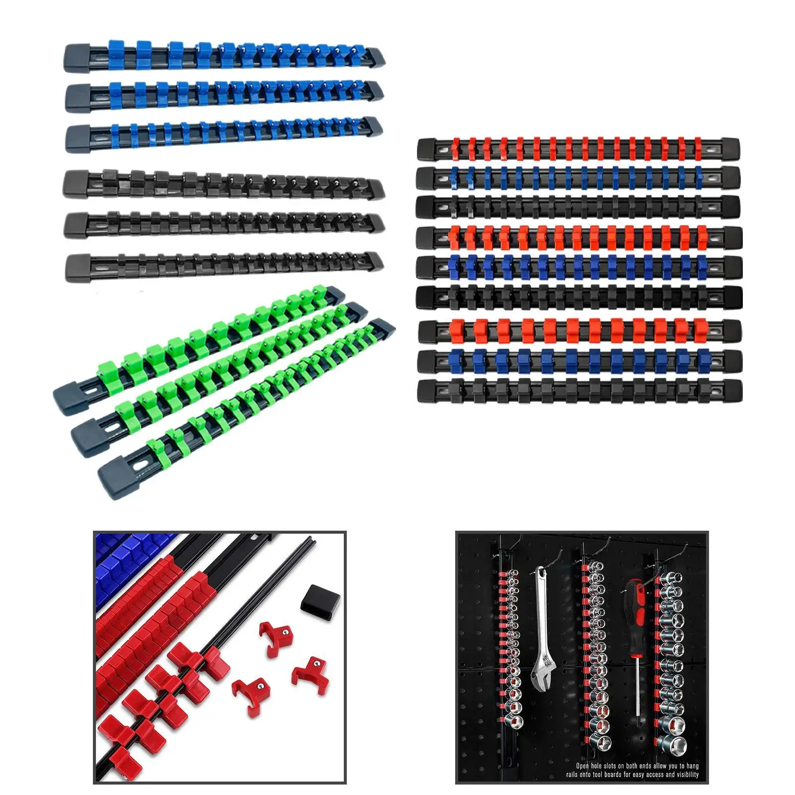 9 Pieces Socket Organizers Accessories Socket Holders Kit Heavy Duty for Workbench