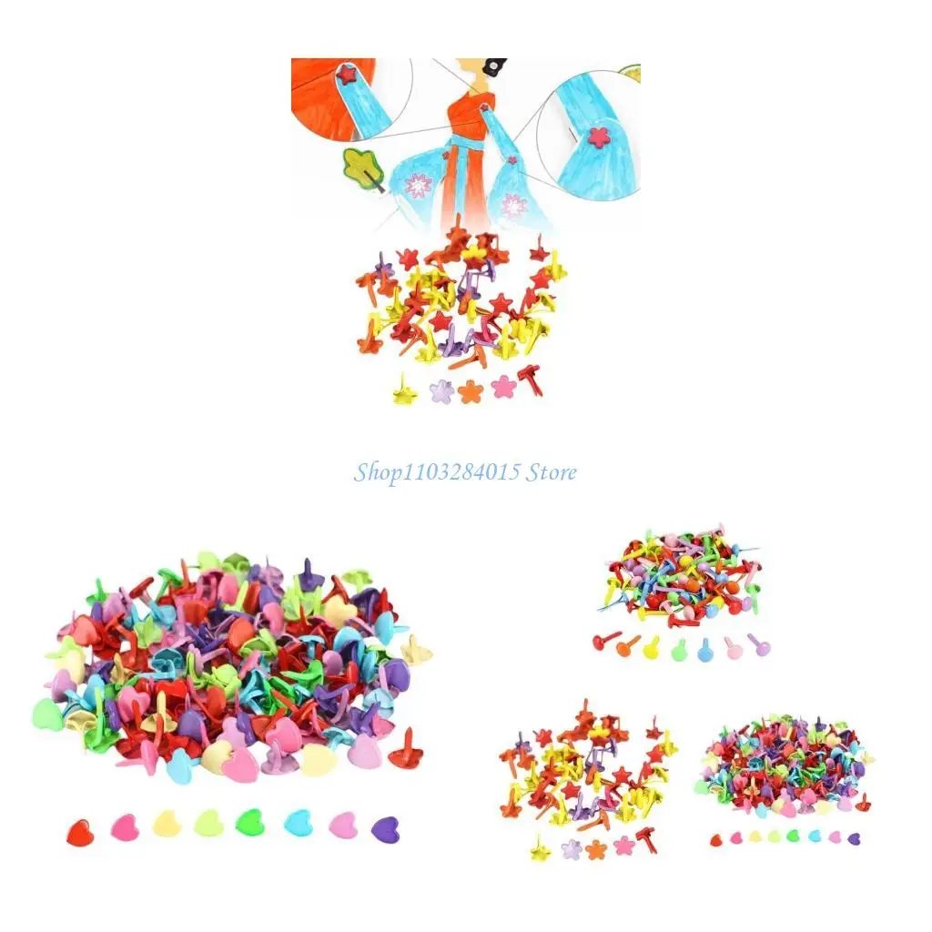 R6FF METAL BRADS FORNITORI BRADO CRAPBOOKING BRADS ROUND FLOWER CUORE BRADS