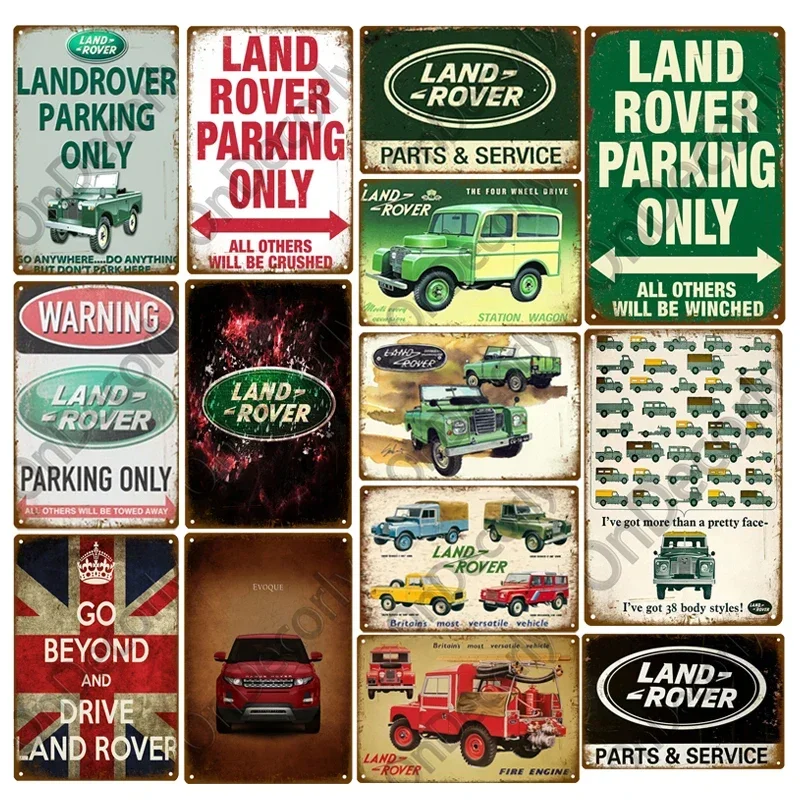 Land Car Rover Plaque Metal Tin Signs Modern Garage Bar Cafe Art Decor Painting Metal Plate Poster Vintage Warning Wall Signs