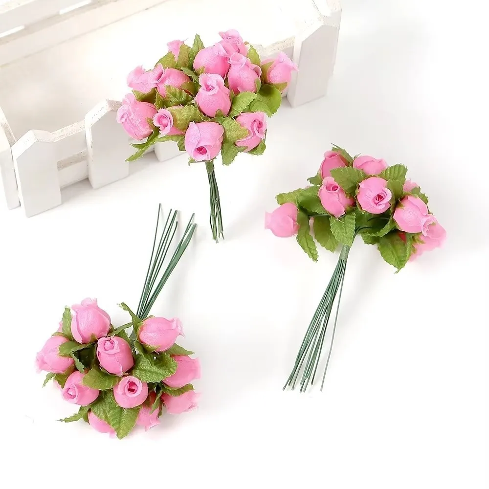 12 Heads Simulated Rose Bouquet Silk Rose DIY Floral Materials Artificial Flowers Small Bundle Realistic Home Decoration