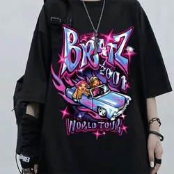 Bratz t-shirty damskie T-shirt w za dużym rozmiarze estetyczne Harajuku Y2k topy mężczyźni Streetwear czarny Casual 100% bawełna z krótkim rękawem Tshirt