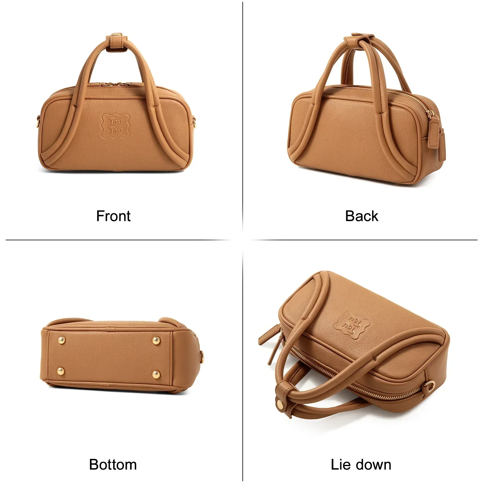 TOUTOU Women Bowling Bag Mini Replica Litchi Pendent Shoulder Strap Designer Brand Crossbody Cosmetics Handbag Christmas Gift