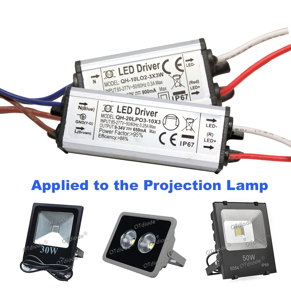 LED Driver 10W 20W 30W 50W 100W IR Adapter Transformer AC85V-277V to DC3V 12V 18V 24V 30V IP65 Power Supply 650/900/1500/3000mA