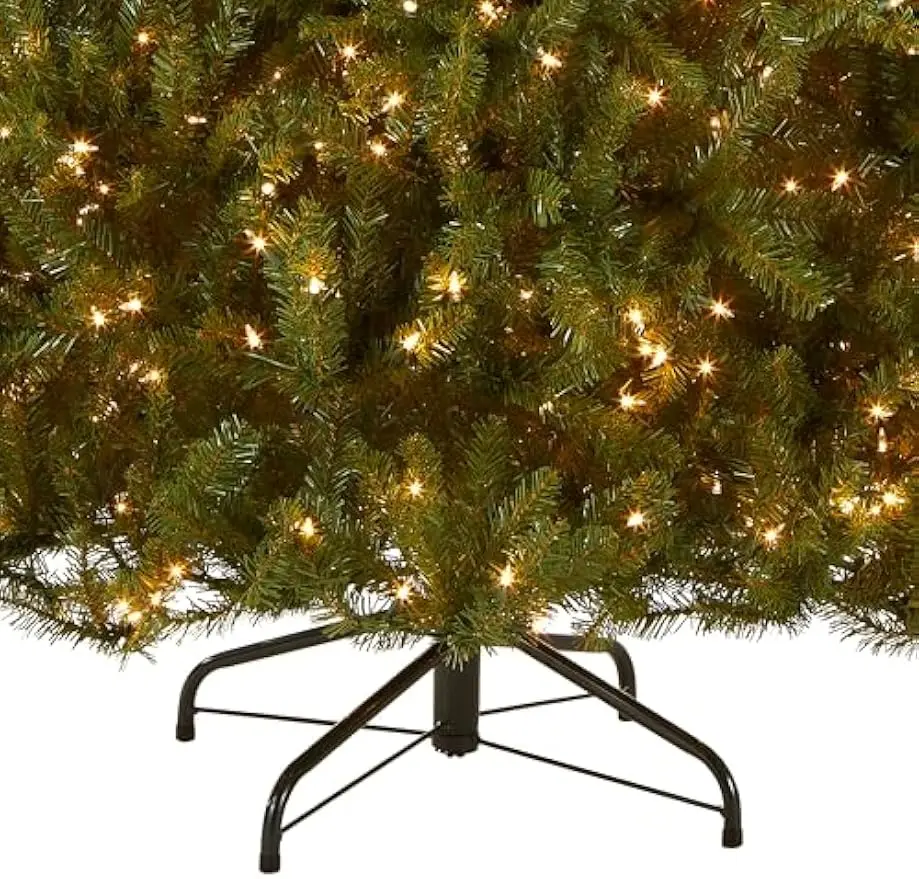 Pre-Lit Artificial Full Christmas Tree, Green, Dunhill Fir, White Lights, Includes Stand, 7.5 Feet