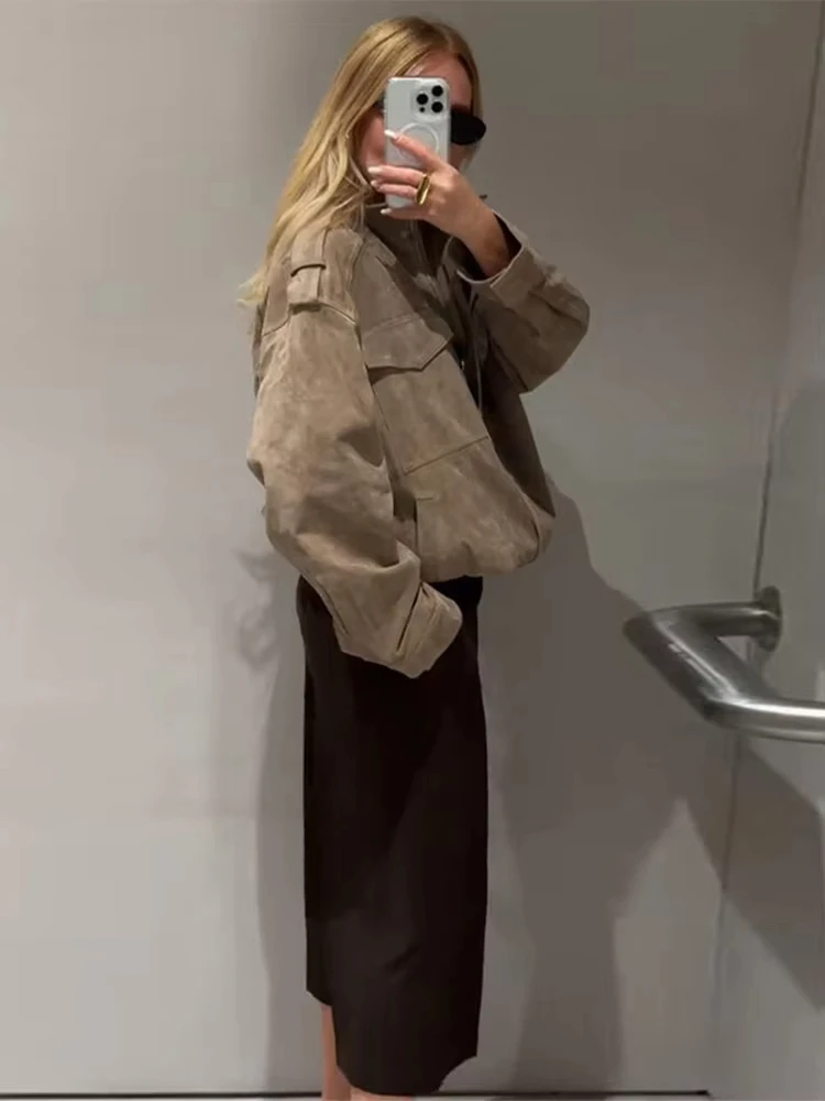 سترة للنساء موضة سترات منفوخة بسحاب وأكمام طويلة معاطف جيب موضة خريف 2025 سترة نسائية ملابس خروج متينة