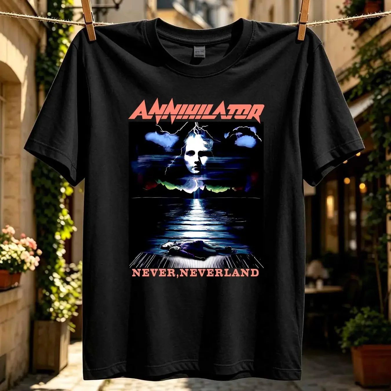 washed T Shirt Dead 90s ANNIHILATOR NEVER NEVERLAND SizeL Made in Pakistan Vintage vintage Washed Soft Comfortable fashion