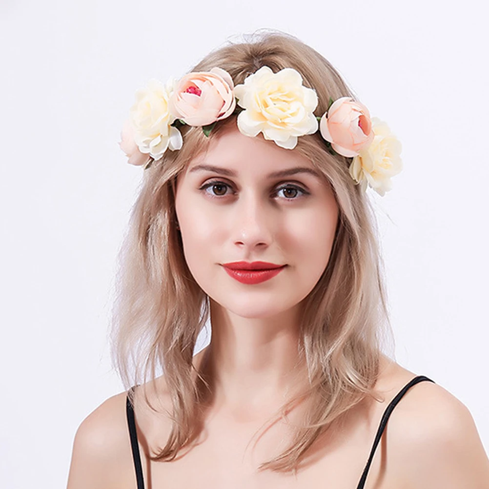 

4 Pcs Bridal Simulation Rose Headb Elegant Hair Decor Wedding Party Accessories Plastic Cloth Iron Material Lightweight