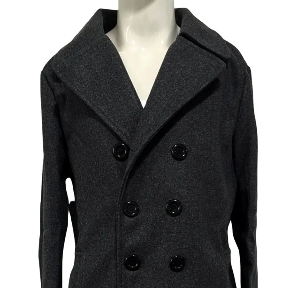 

Мужское зимнее двубортное пальто, плащ, длинная куртка, верхняя одежда, ветровка средней длины, длинный рукав, толстый, ветрозащитный, теплый