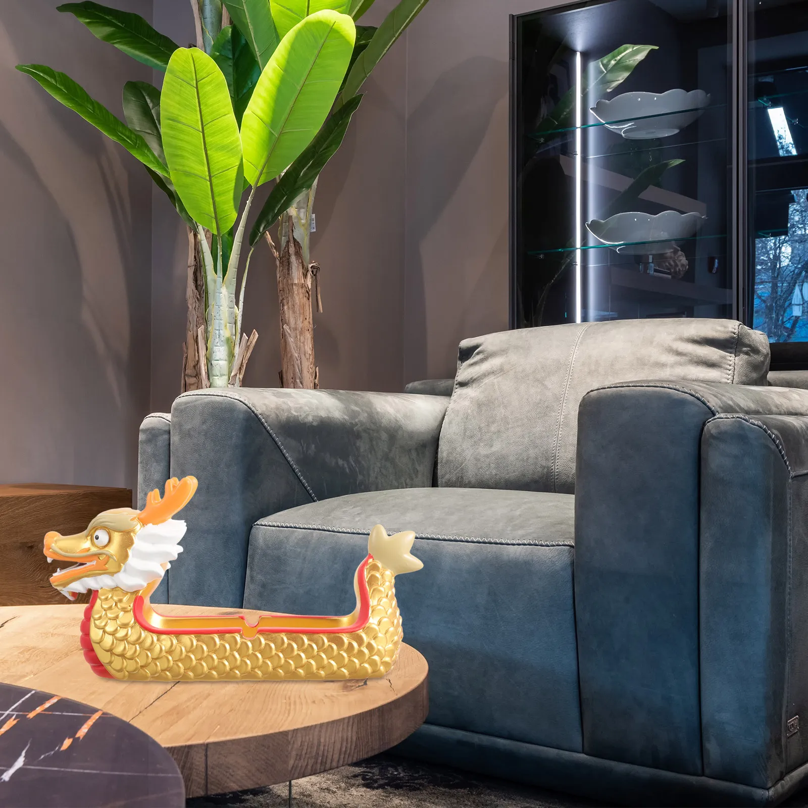 

Dragon Figurines Shelf Decoration Metal Decorative Shaped Tabletop Tray Resin Sitter Ornament Mini Ash