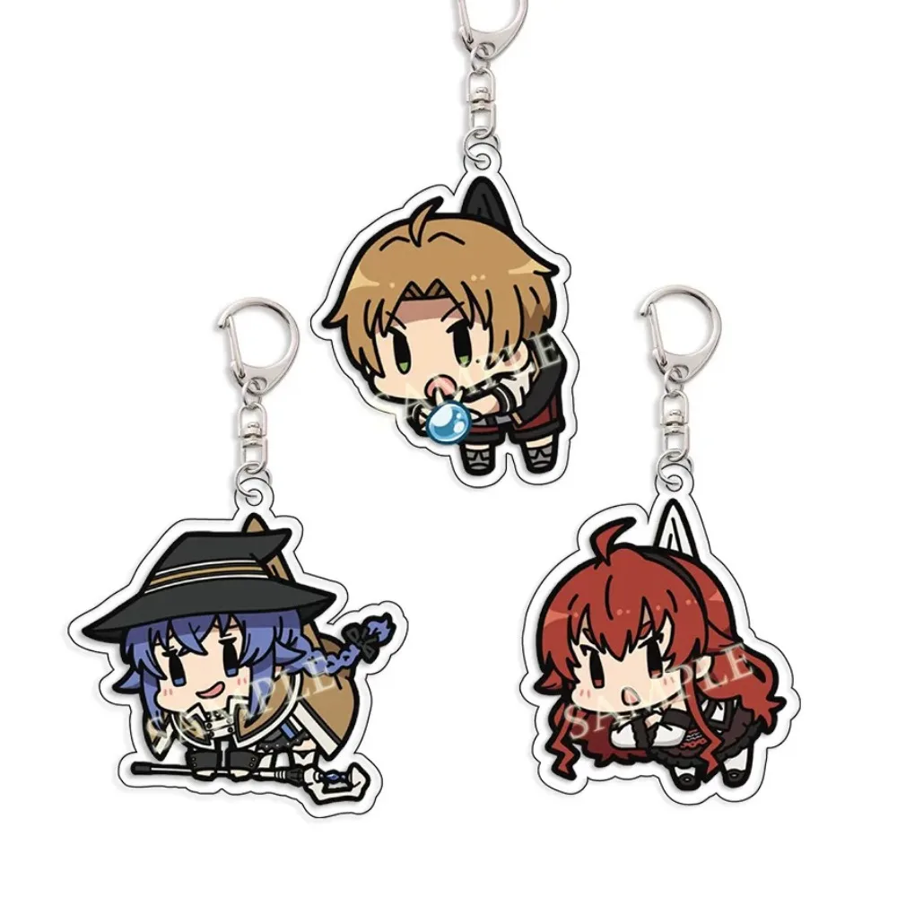 Mushoku Tensei Figuras Anime Keychain, reencarnação sem emprego, Roxy, Migudia, Rudeus, Greyrat, Aisha, Chaveiro acrílico, Presente