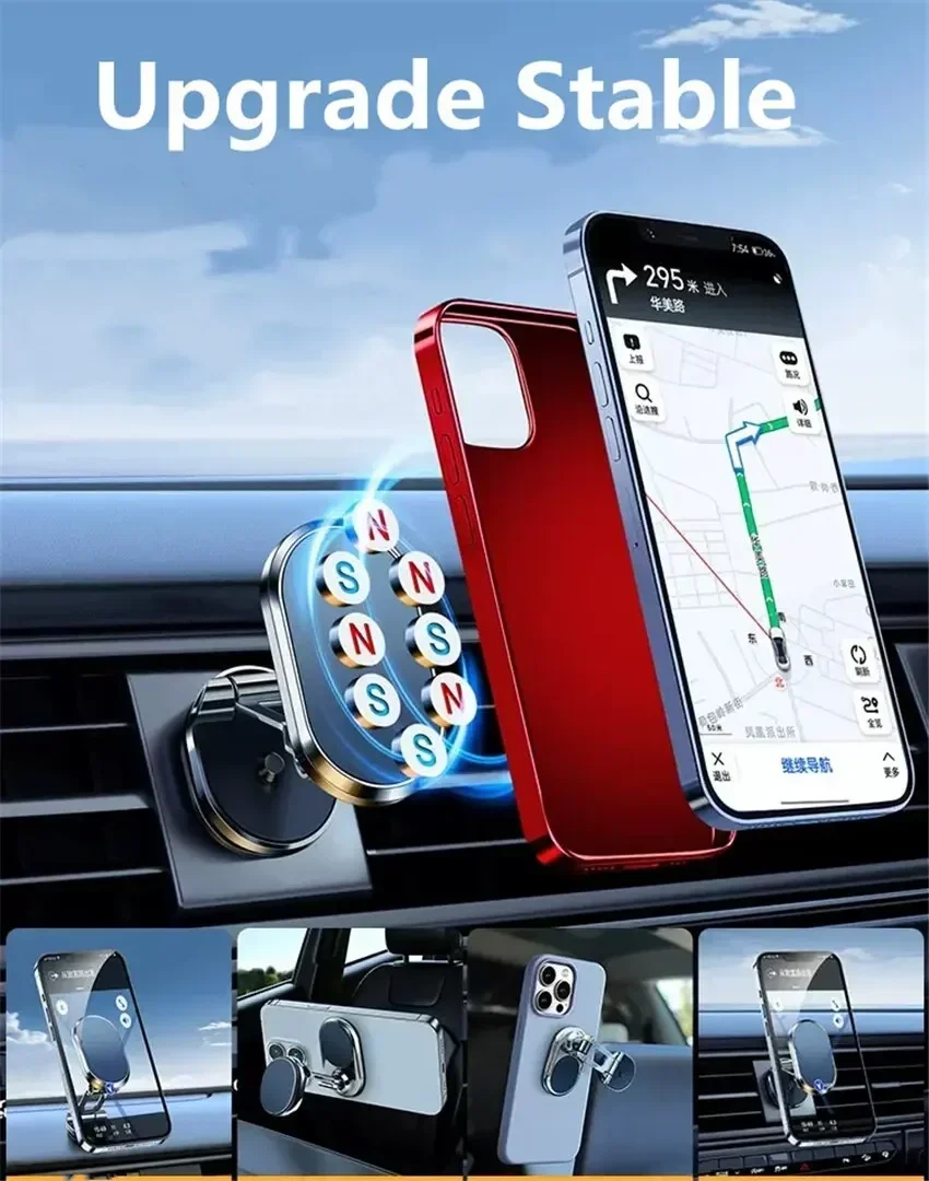 1080 Magnetic Car Phone Holder Magnet Smartphone Support GPS Foldable Phone Bracket in Car For iPhone 14 13 12 11 Samsung Xiaomi image 3