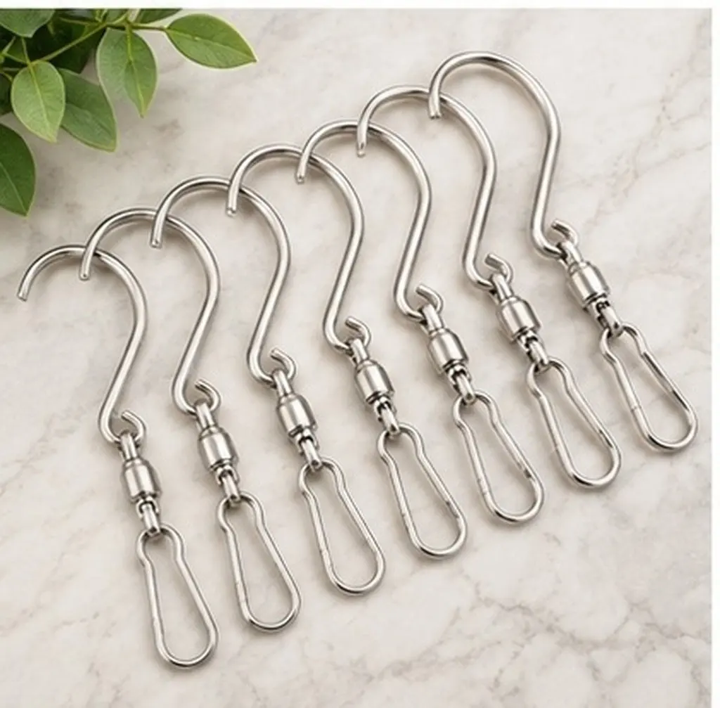 10Pcs Swivel Hooks Stainless Steel Rotating Hanging Clips Strong Rotating Hanging Hooks Wind Chimes Bird Feeder Plant Pot Lamp