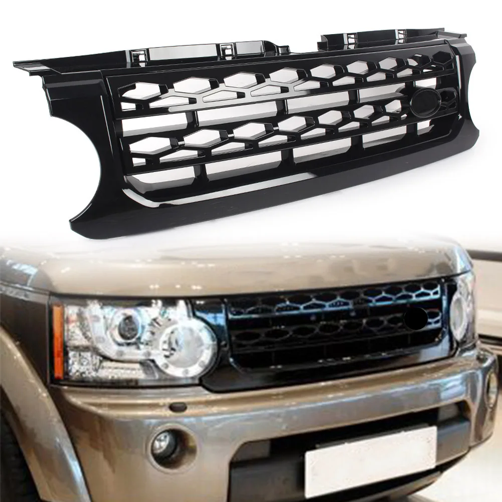 Car Styling Racing Grills For Land Rover Discovery 4 LR4 2010 2011 2012 2013 L319 Glossy Black ABS Front Mesh Grille