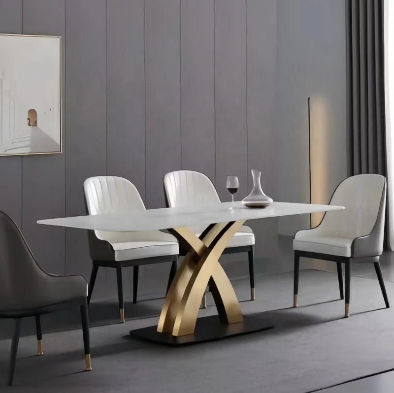 

Новая мебель для кухни и ресторана, французская фотография, белый обеденный стол, ножки из нержавеющей стали для столовой