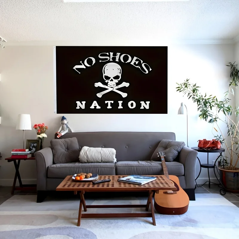 لا توجد أحذية علم القراصنة الأمة، 3x5ft 2x3ft ألياف بوليستر متينة، غسالة نحاسية وخياطة مزدوجة، ديكور منزلي خارجي #5