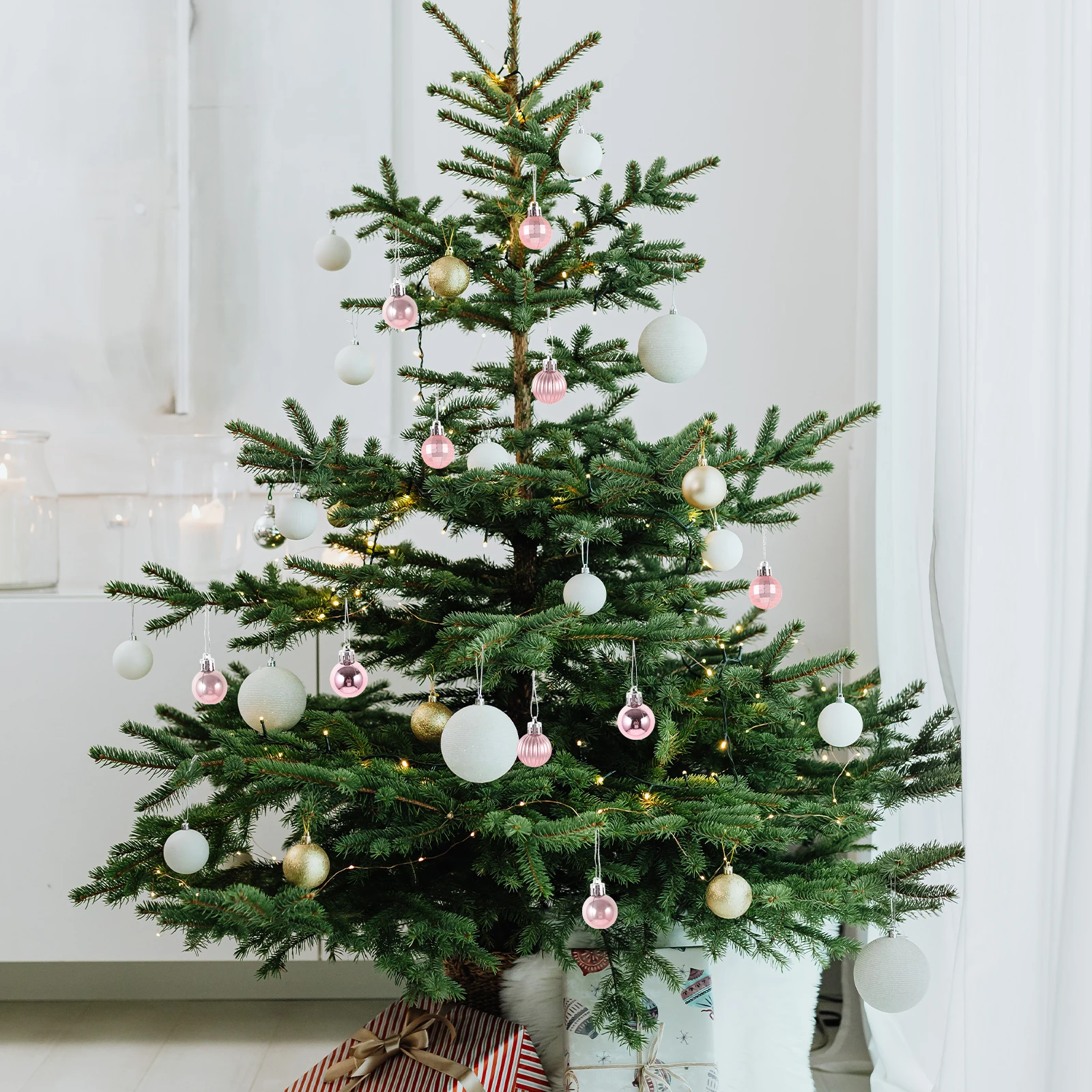 

24 Pcs Christmas Outdoor Decor Balls Hanging Decorations Tree Diy Fillable Big Ornaments Pink Fors
