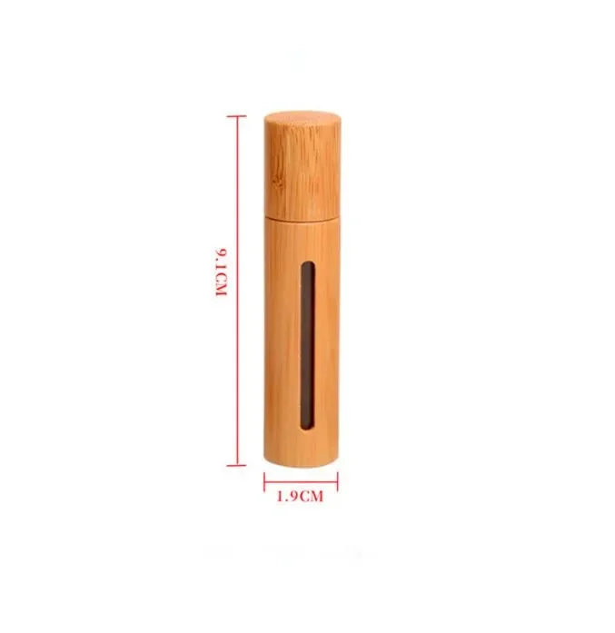 10/30Pcs  New Bamboo Wood Bottle Perfume Empty Oil Bottle Stainless Roll On Ball Perfume Aromatherapy Bottle Oil Roller Bottle