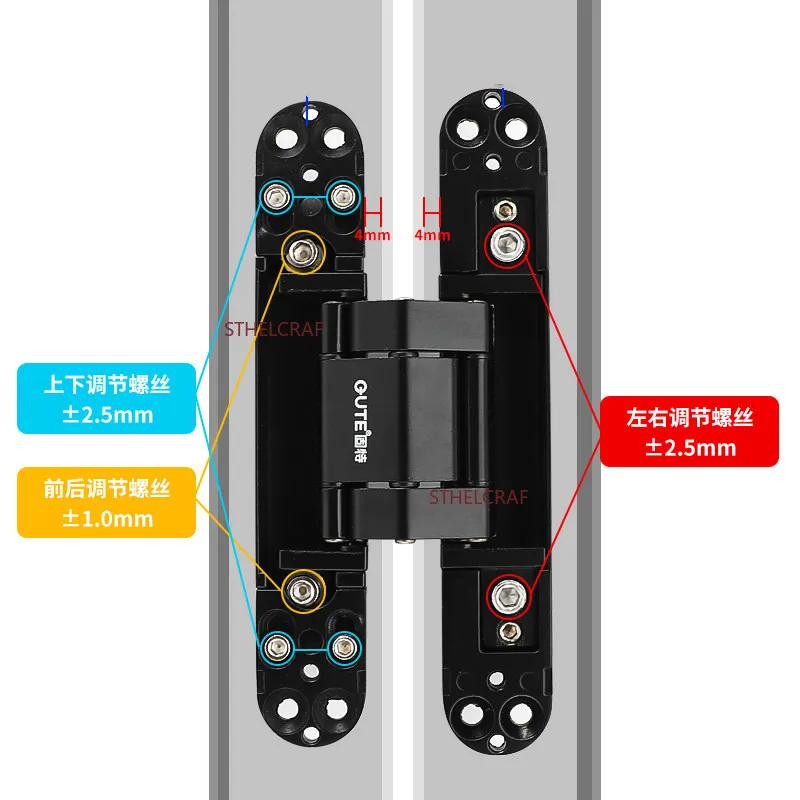 1PC Heavy-duty Hidden Door Hinges Adjustable Wooden Door Hinges Durable and Reliable Zinc Alloy Hinges Furniture Hardware