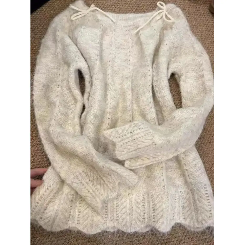 Winter Woman Korean Fashion Cute Pullover Sweet 2000s Sweater Elegant Oversize Knitwears Designer Aesthetic Chic Female Autumn image 4