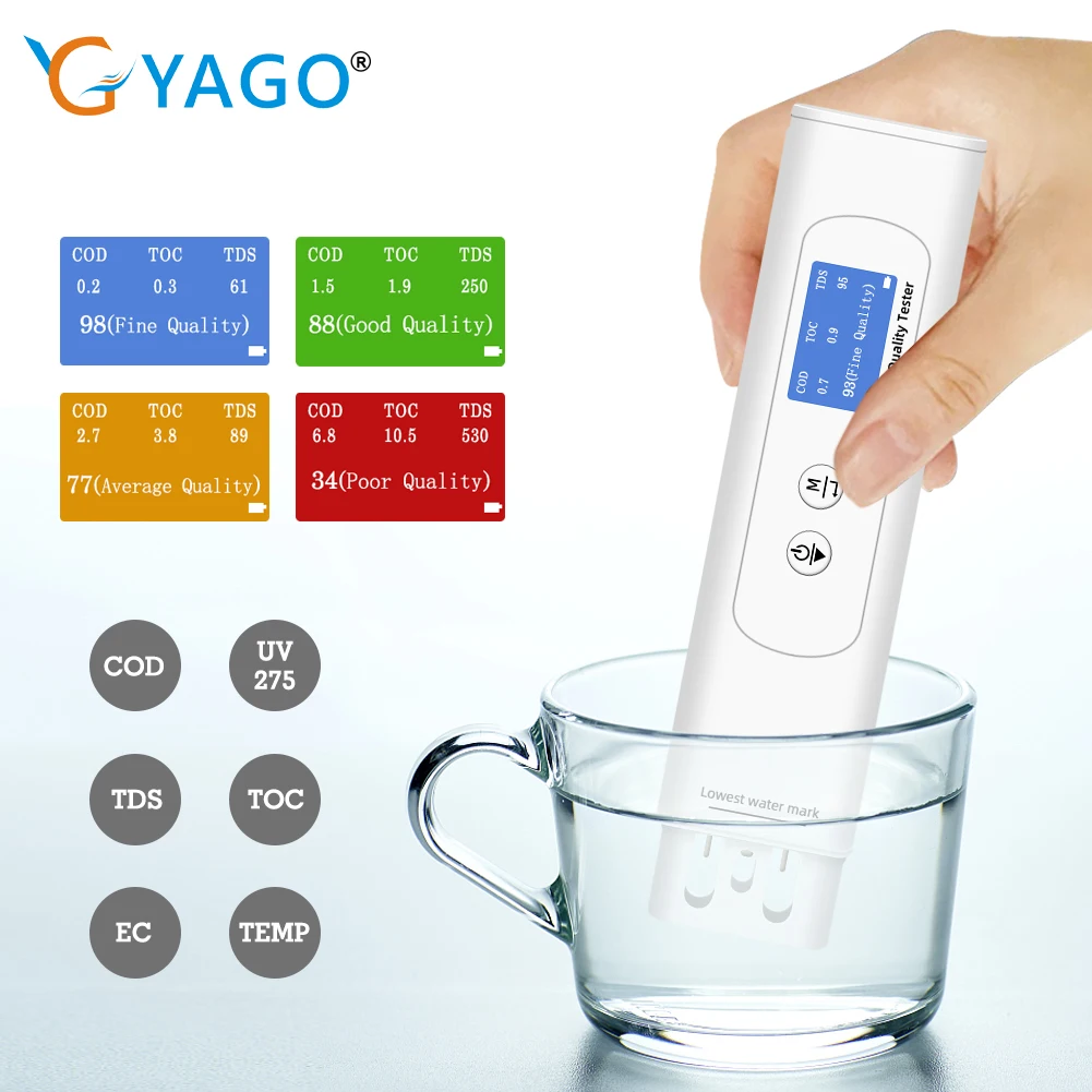 جهاز اختبار جودة المياه TDS Meter COD TOC EC TEMP UV275 - جهاز مراقبة نقاء المياه الرقمي لمياه الشرب وحوض السمك والزراعة المائية