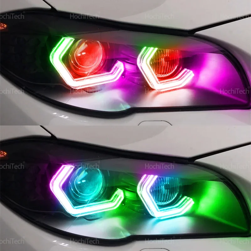 BMW 5シリーズ,f10,f11,f07,f18,rgb,ダイナミック,エンジェルアイ,LED,アプリケーション制御,シーケンシャル,流れる,カーリング,2010-17用のマルチカラーリング