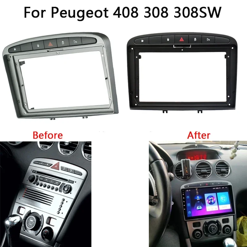 9inch big screen 1Din android Car DVD Frame Audio Fitting Adaptor Dash Trim Facia Panel For PEUGEOT 408 308 2008-16 car panel