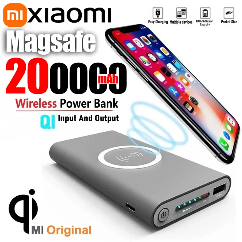 Xiaomi Super Slim Magnetic Wireless Power Bank 200000mAh High Capacity USB-c Two-Way Portable Fast Charger For IPhone Samsung