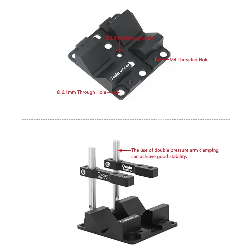 Oeabt MPV-60K1 V-Clamp Mount V-shaped Holder Laser Holder Light Source Height Adjustable Cylindrical Optical Experiment
