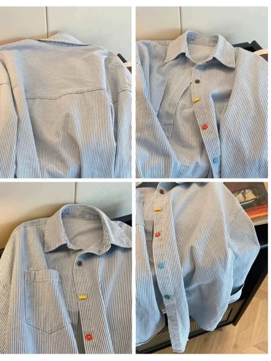 قمصان نسائية بأكمام طويلة من القطن المنقطة مريحة مناسبة للإجازات الأنثوية الرومانسية الأنيقة للشاطئ والربيع ملابس يومية مريحة #5