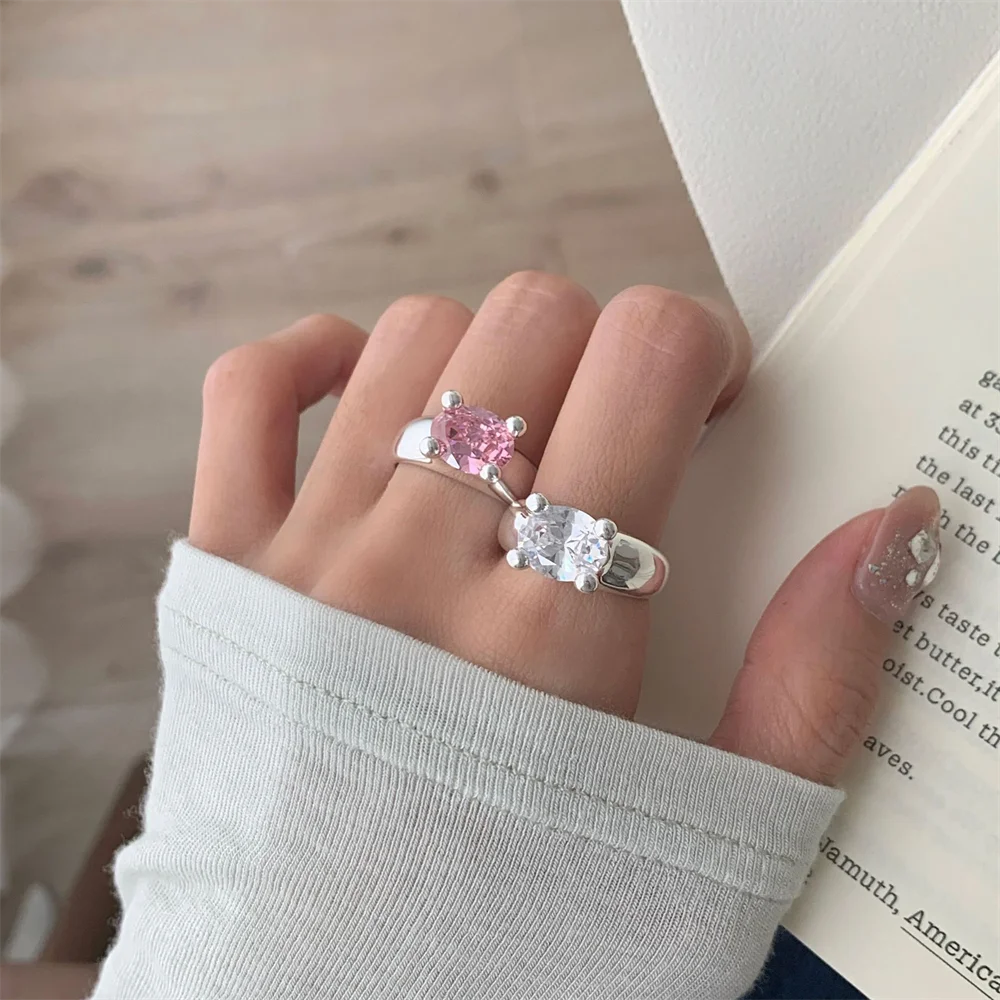 

Женское кольцо из стерлингового серебра S925 в корейском стиле, цветной циркон, минималистичный универсальный ремешок INS Sweet Fresh Niche Premium