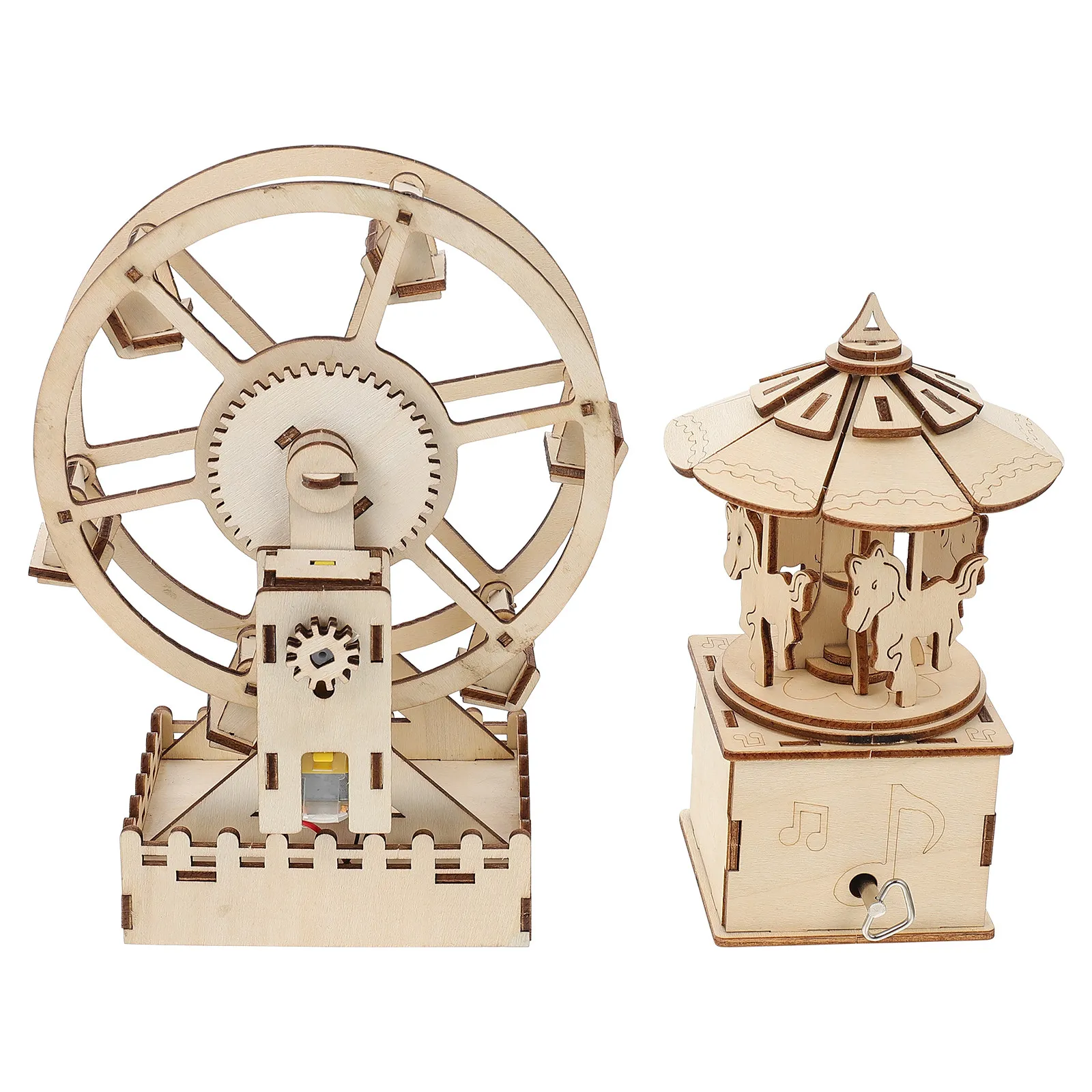 

2Sets Wood Puzzle Kit Educational DIY Home Office Cognitive Scientific Jigsaw Plaything for Kids