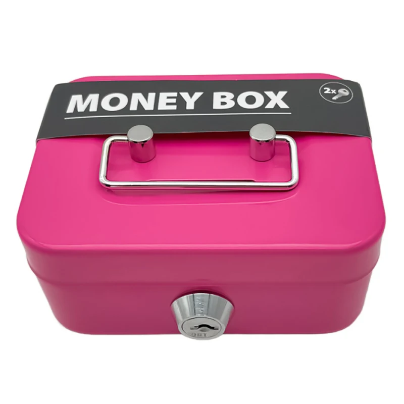 Metal Locking Cash Box for Kids, Portable Piggy Bank with Key, Sturdy & Educational First Safe for Teaching Money Skills