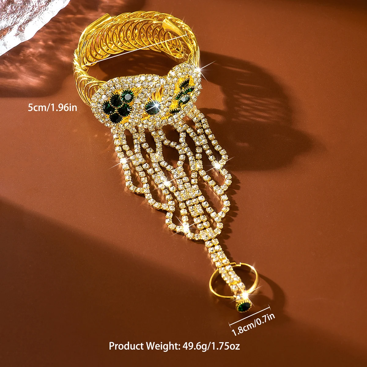 Luxury Crystal Hand Harness With Ring For Model Actor Banquet Gala Studio Photoshoot Bridal Evening Gown Hand Accessory