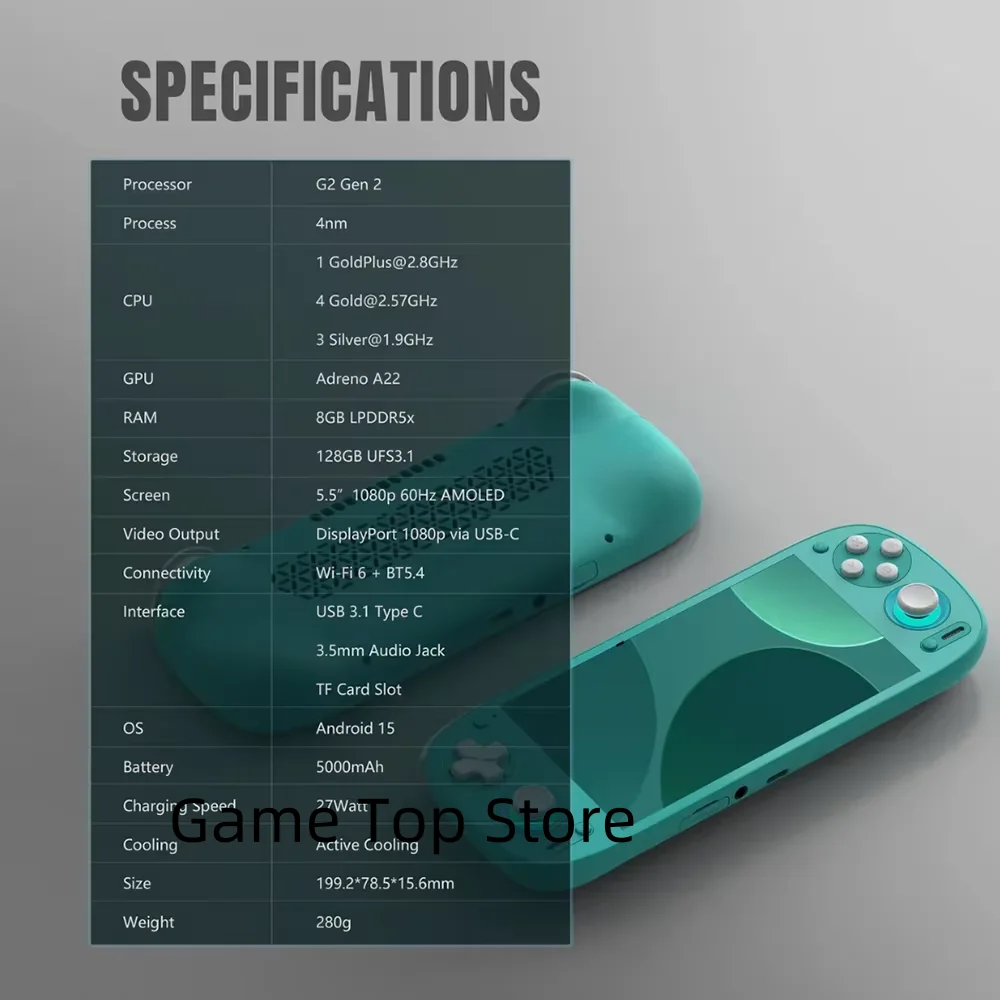 Retroid Pocket G2 Retro Handheld Video Game Console Gen 2 RPG2  Video Player 5.5 Inch AMOLED Android 15 512G PSP PS2