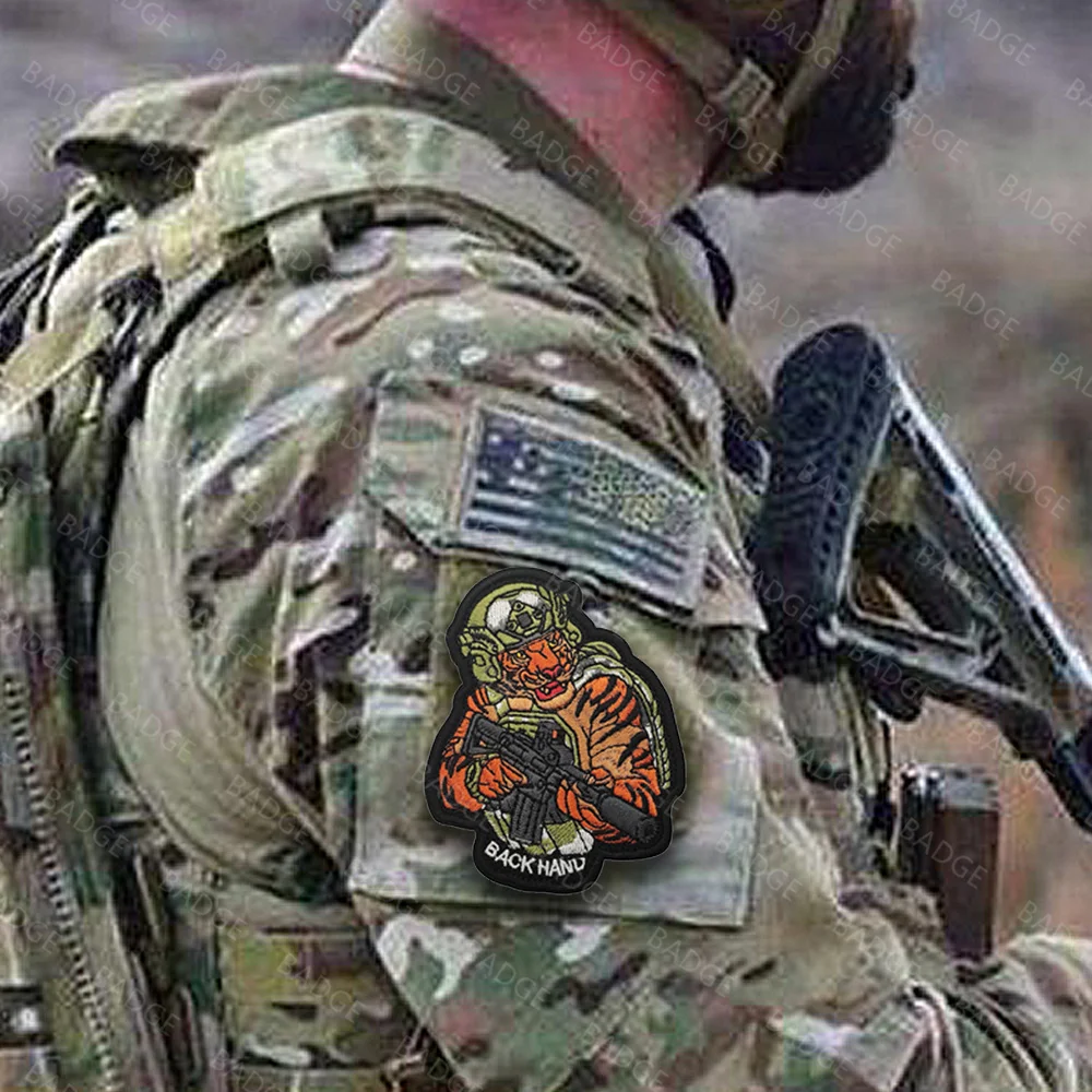 Tactical Angry Panda With Gun Patches CP Tiger Patch Hook And Loop Embroidered Shoulder Emblem Badge