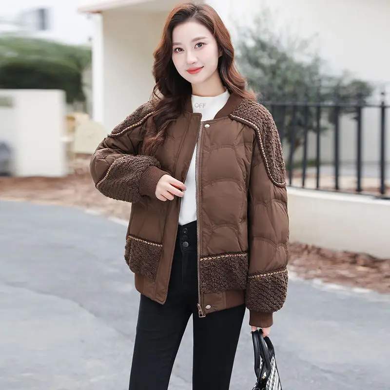 

Women's Autumn Winter Tops Jacket Cotton Coat Pure Color Standing Collar Colorblocking Slim Design Comfortable Trends New Niche
